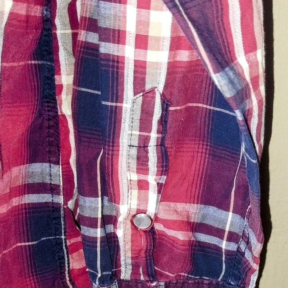 Roper Western Shirt Mens XL Red White Blue Pearl Snaps Short Sleeve Pockets - Picture 6 of 10